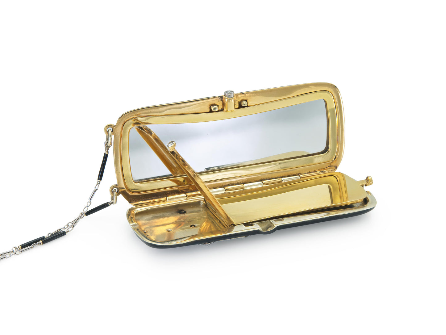 Antique Edwardian 1900s Enamel Compact with Diamonds