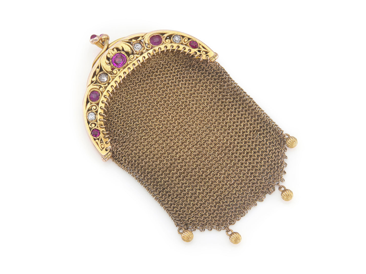 Antique Victorian Gold Coin Purse with Rubies and Diamonds