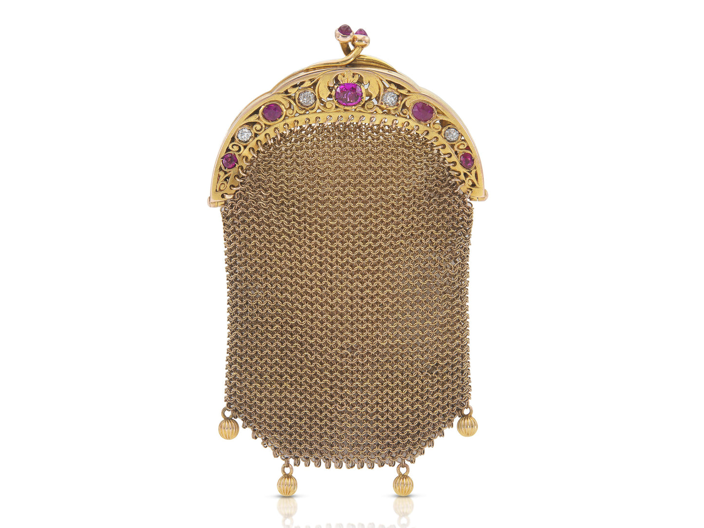 Antique Victorian Gold Coin Purse with Rubies and Diamonds