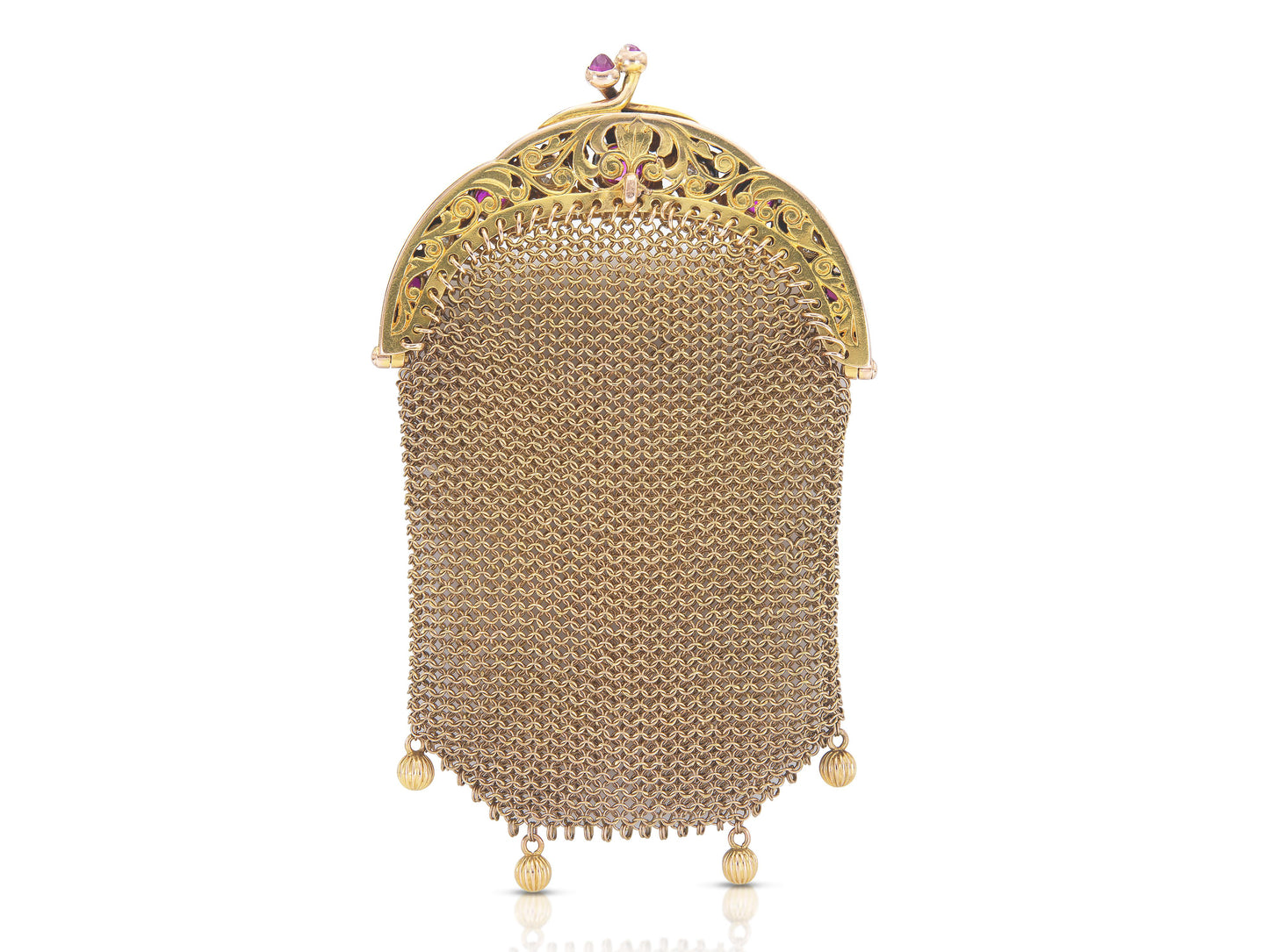 Antique Victorian Gold Coin Purse with Rubies and Diamonds