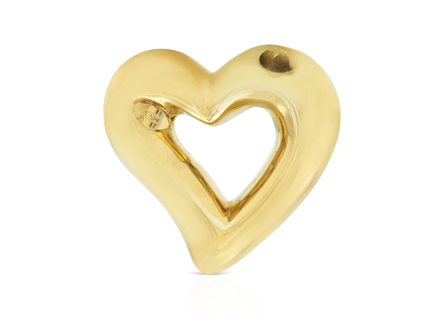 Gold Open Puff Heart Pendant