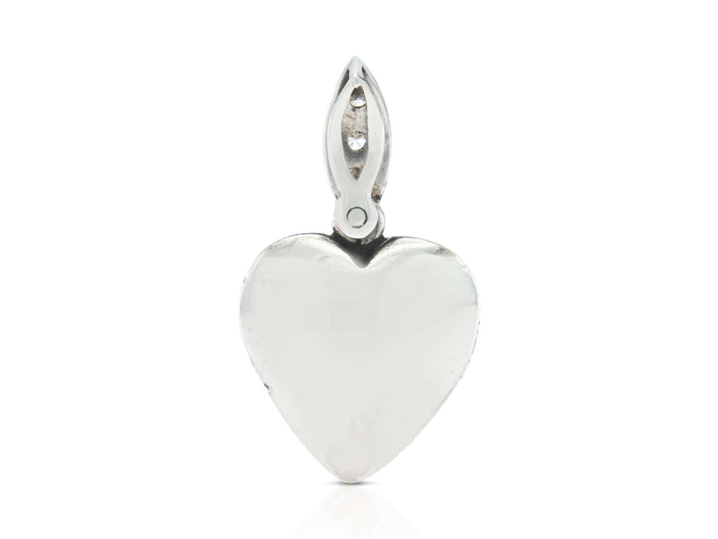 Vintage 1950s 1.10 Carat Diamond Pave Puff Heart Pendant