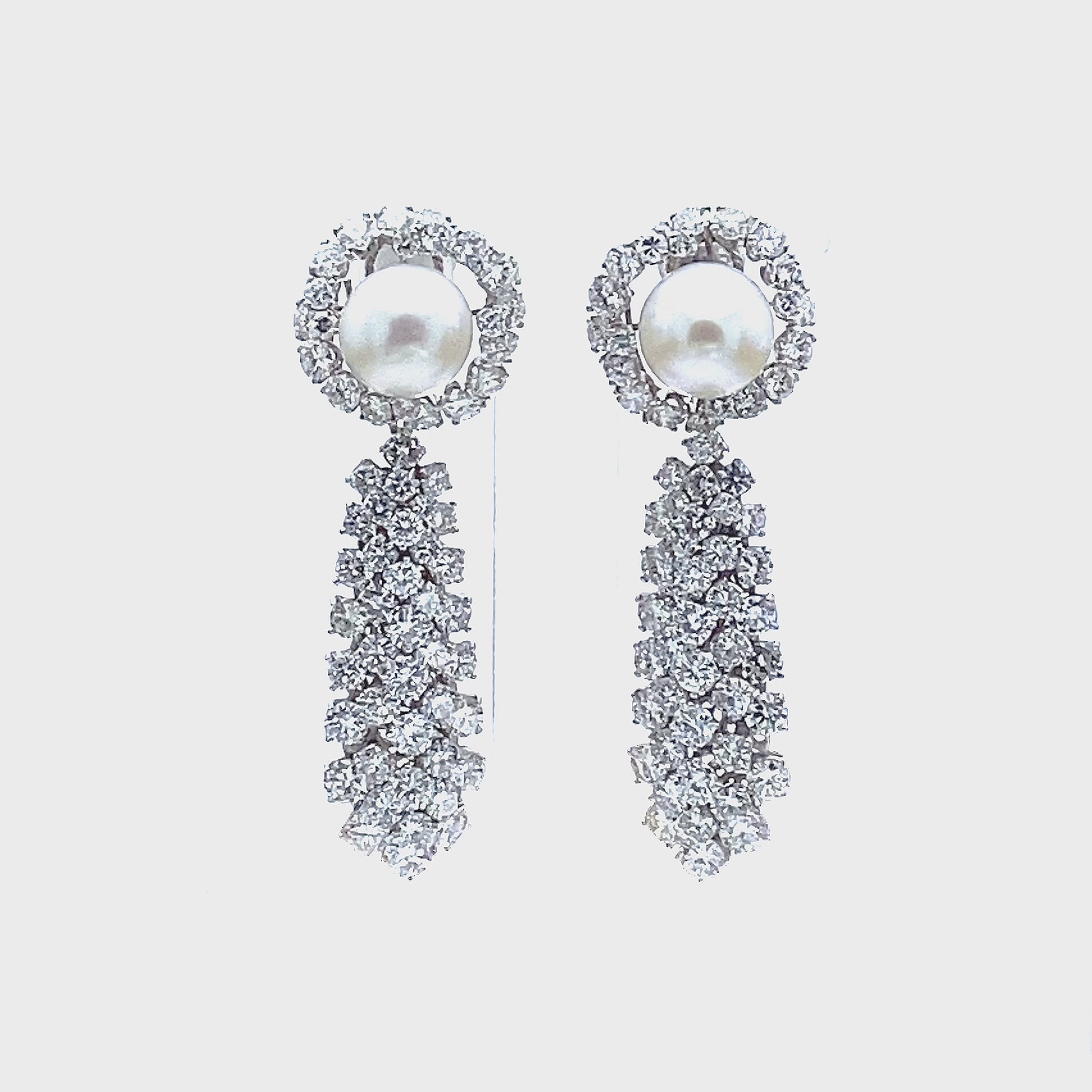 Vintage 1960s David Webb Pearl and Detachable Bombe Diamonds Dangle Earrings