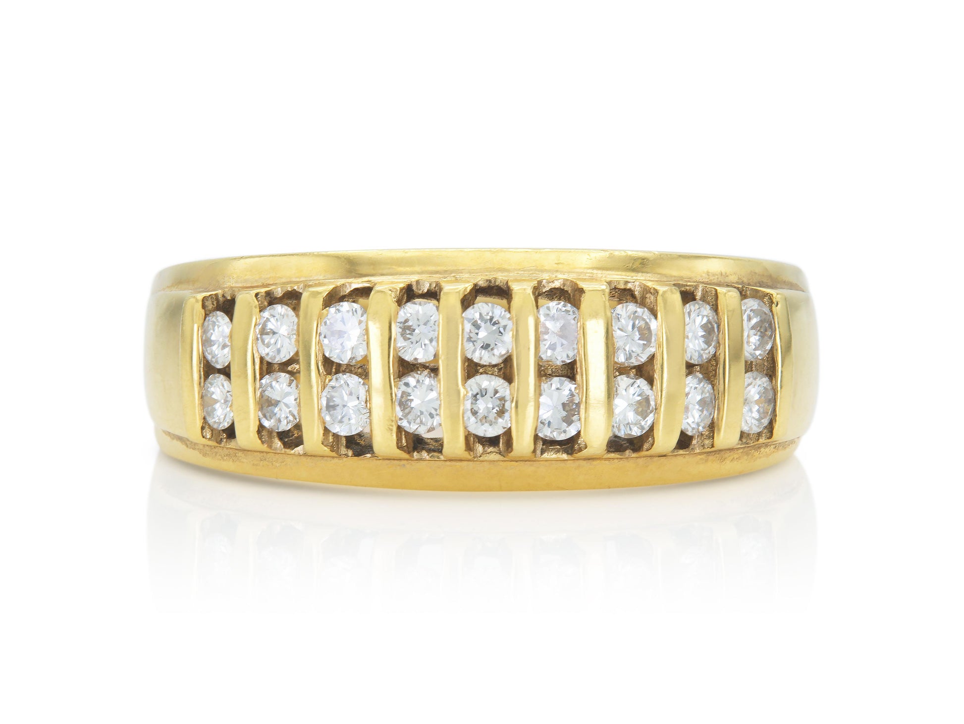 Vintage 1970s Bar Set 0.40 Carat Diamonds Ring