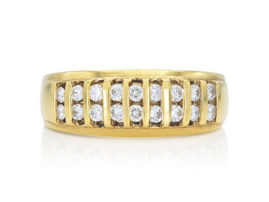 Vintage 1970s Bar Set 0.40 Carat Diamonds Ring