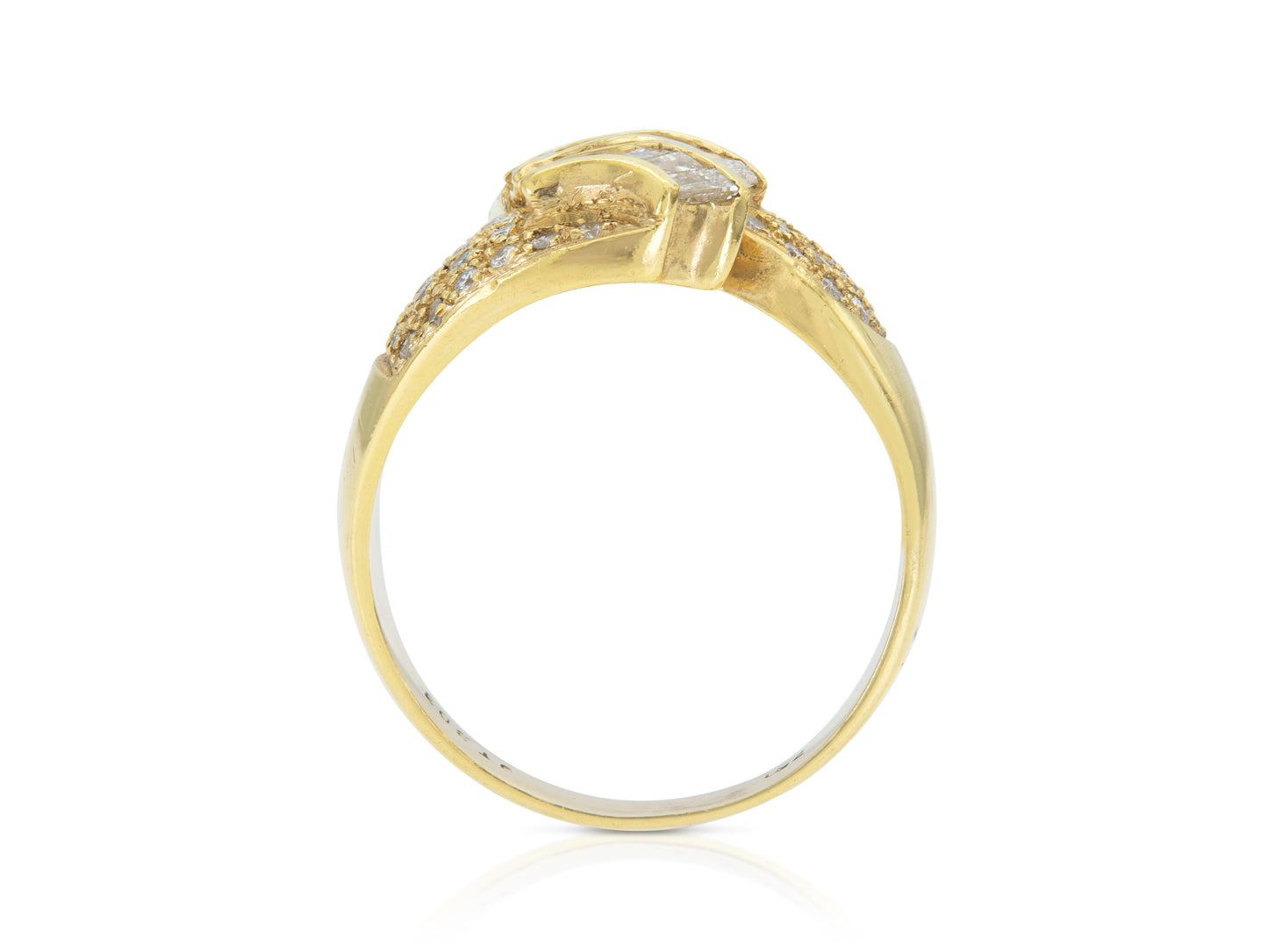Vintage 1980s Tapered Baguette and Round Cut Diamonds Ring