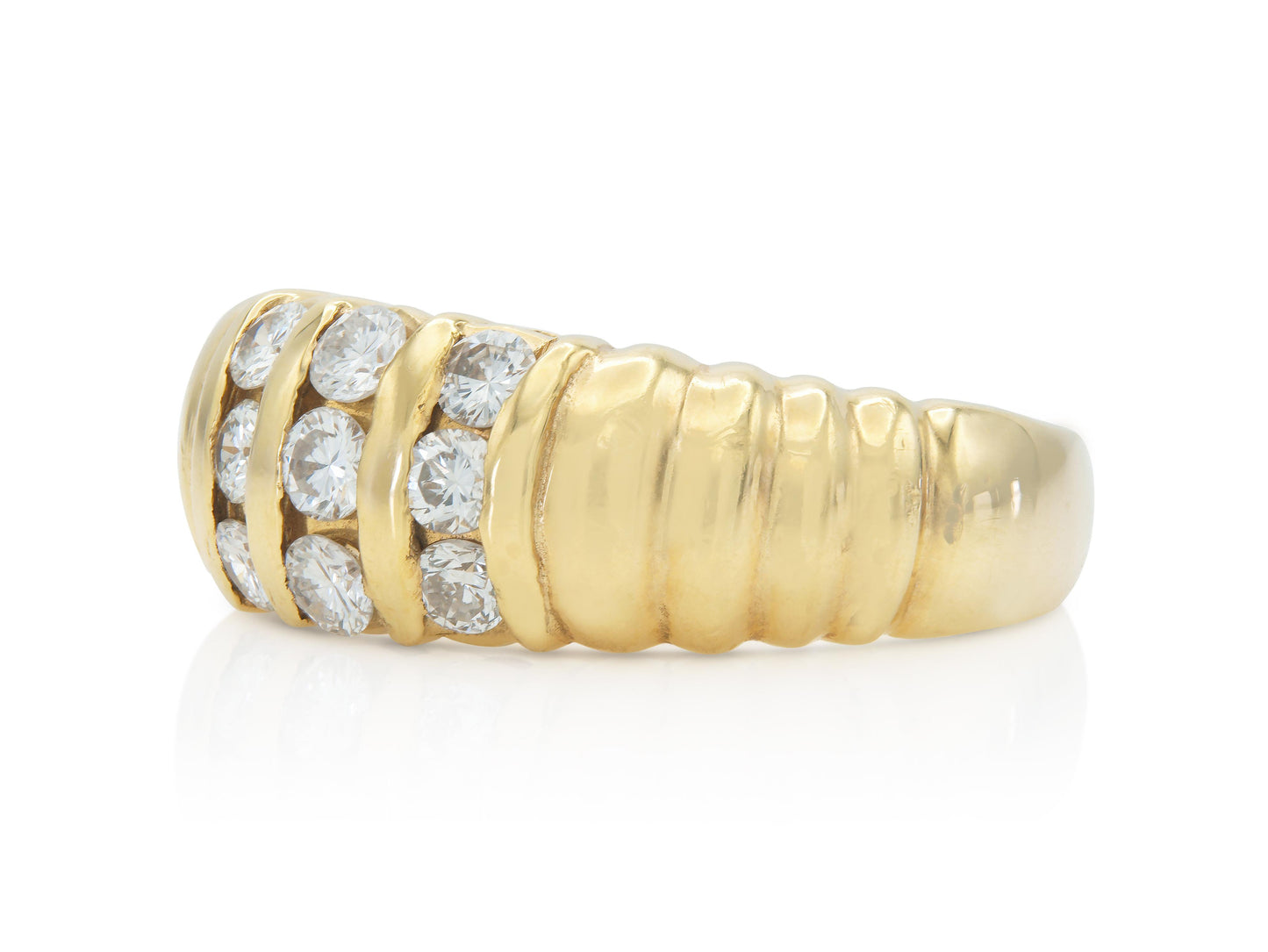 Vintage 1980s 0.57 Carat Bar Set Diamonds Band Ring