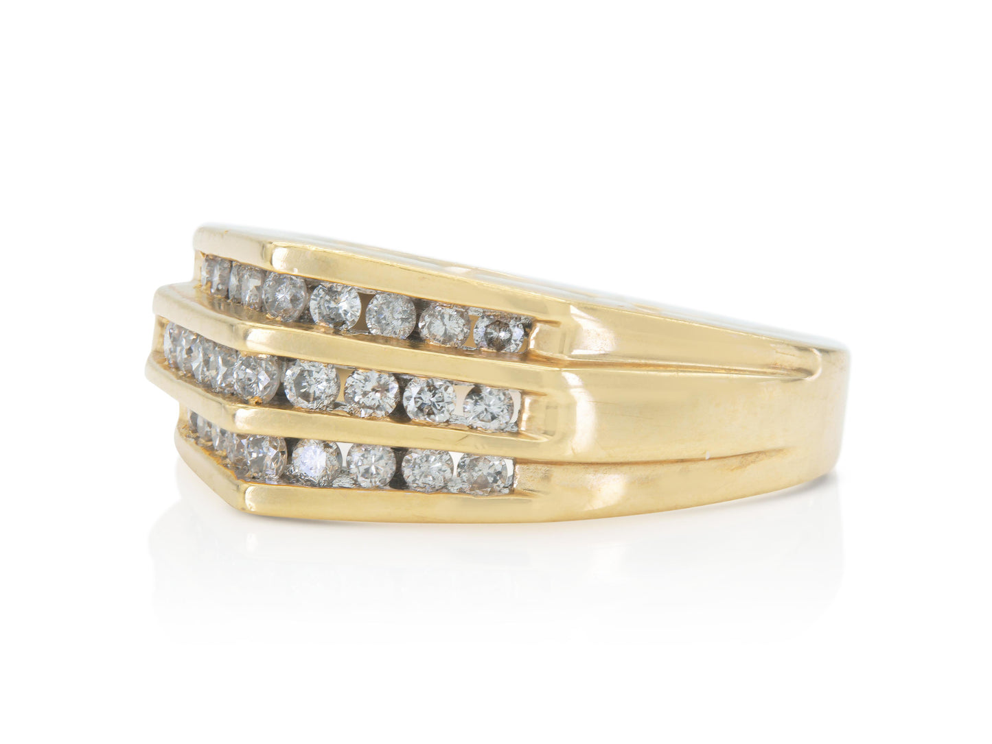 Vintage 1970s Pointed Dome Ring with Diamonds