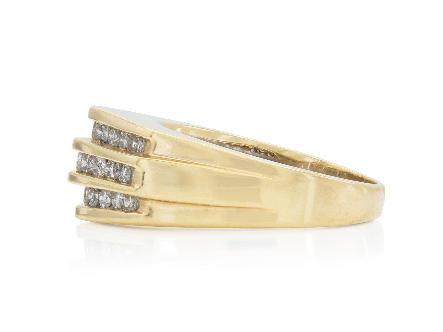 Vintage 1970s Pointed Dome Ring with Diamonds