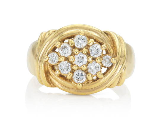 Vintage 1960s Gold Cluster Ring with Diamonds