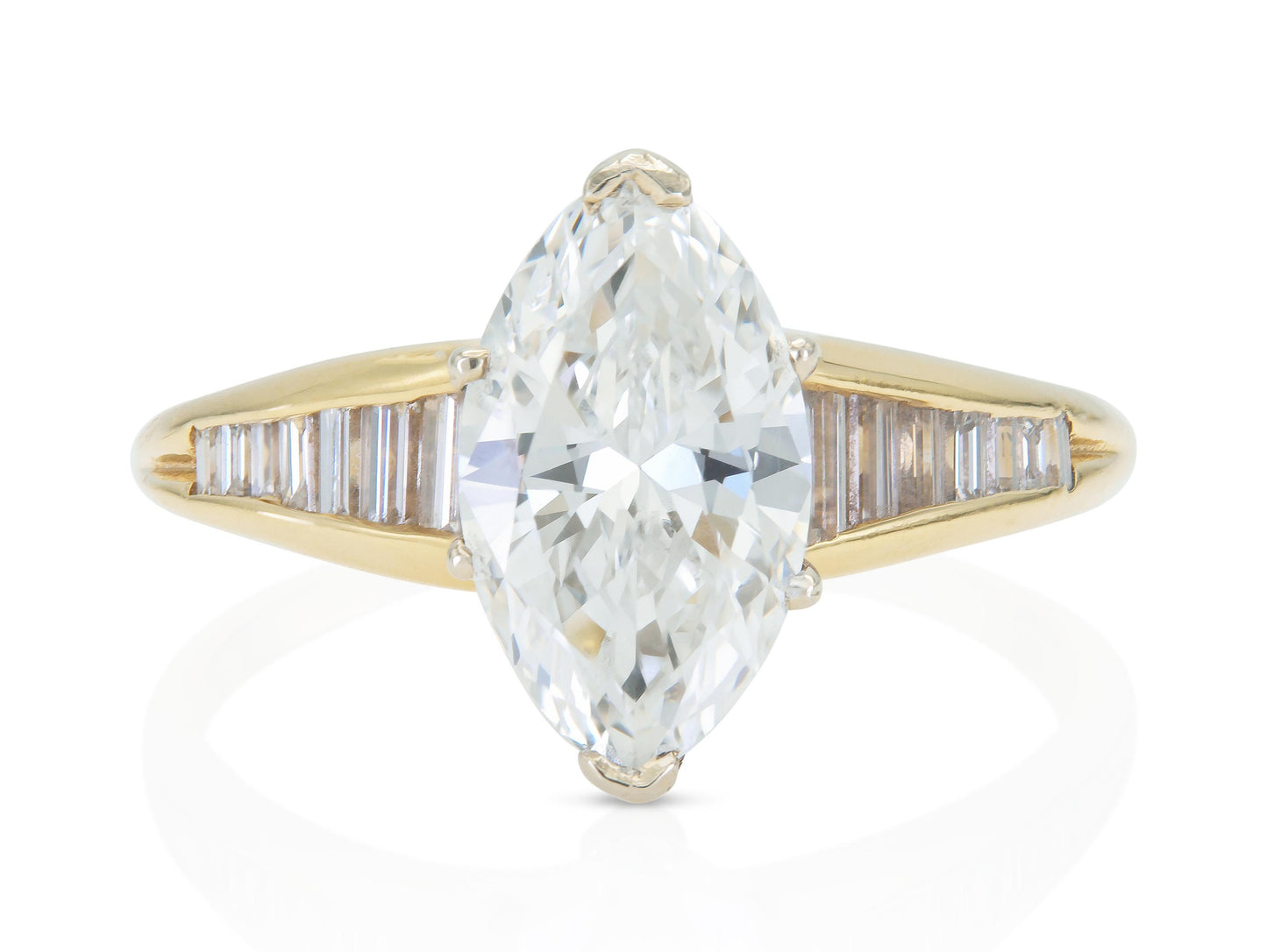 Vintage 1990s 1.55 Carat Marquise Cut Diamond Engagement Ring
