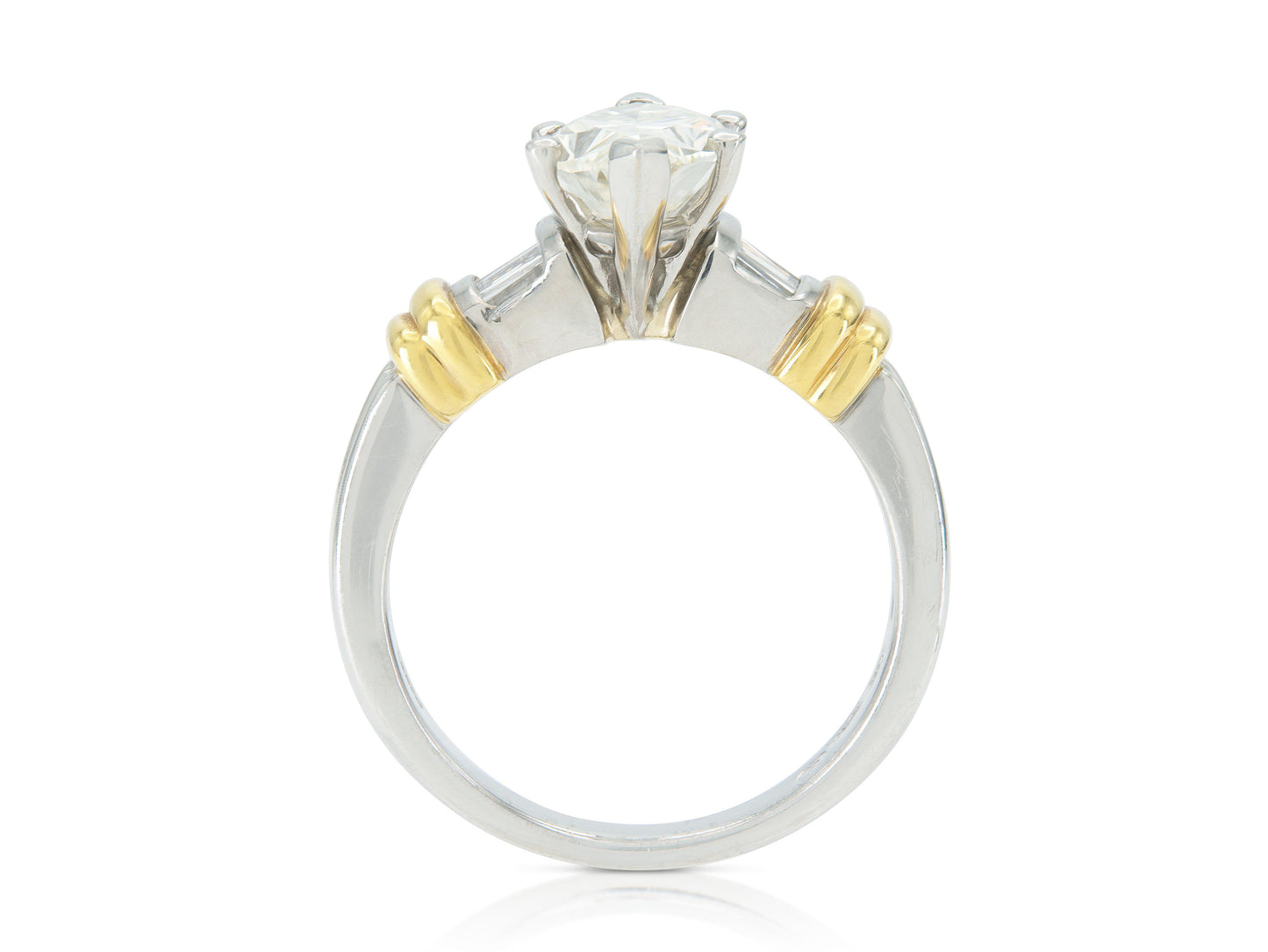 Vintage 1960s 2.10 Carat Marquise Cut Diamond Engagement Ring