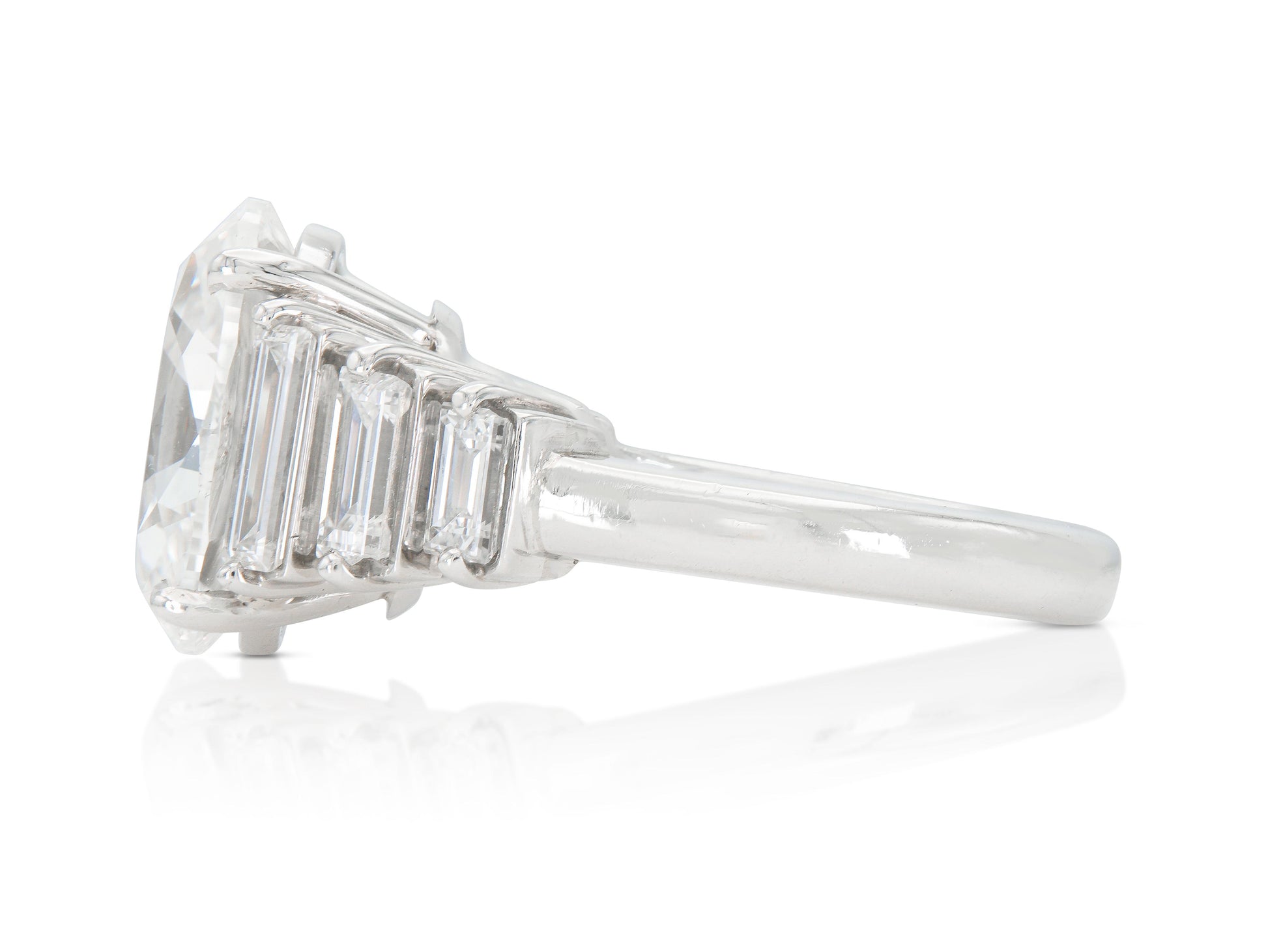 Vintage 1950s 5.23 Carat Oval Cut Diamond Engagement Ring
