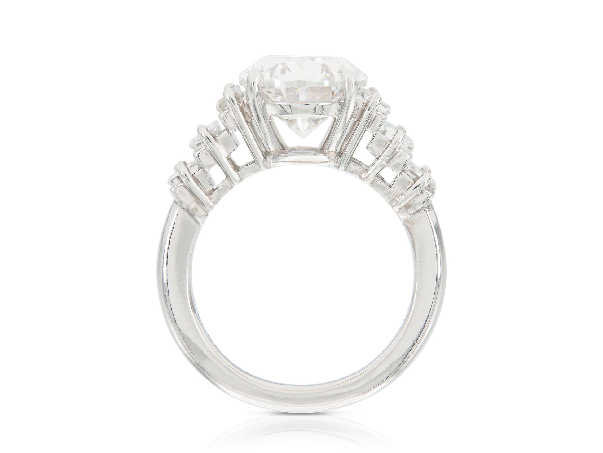 Vintage 1950s 5.23 Carat Oval Cut Diamond Engagement Ring