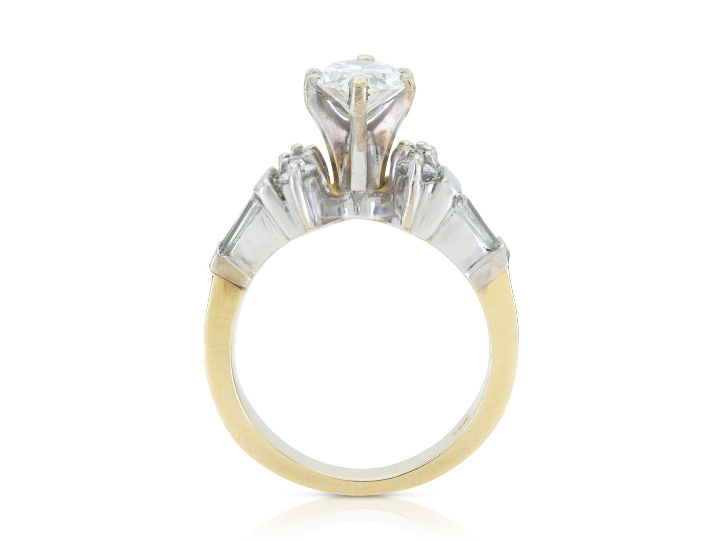 Vintage 1980s 0.95 Carat Marquise Cut Diamond Engagement Ring