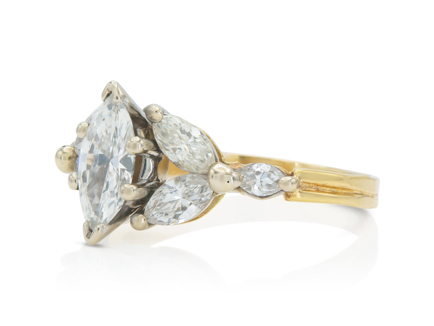 Vintage 1980s 0.70 Carat Marquise Cut Diamond Engagement Ring