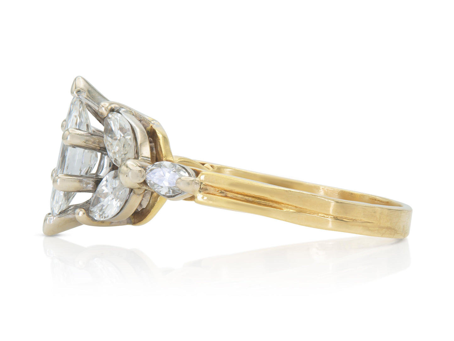 Vintage 1980s 0.70 Carat Marquise Cut Diamond Engagement Ring