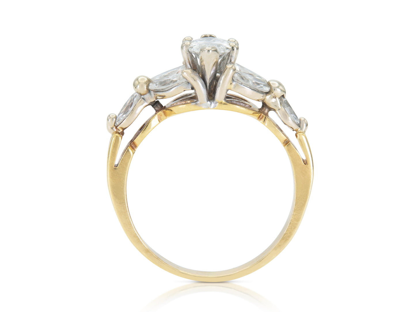 Vintage 1980s 0.70 Carat Marquise Cut Diamond Engagement Ring