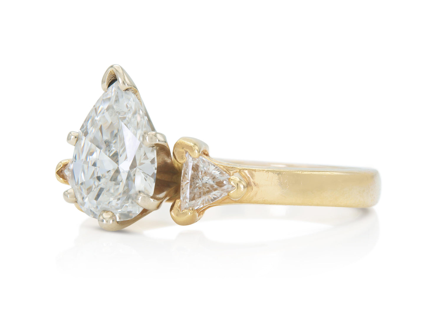 Vintage 1980s 1.30 Carat Pear Shaped Diamond Engagement Ring