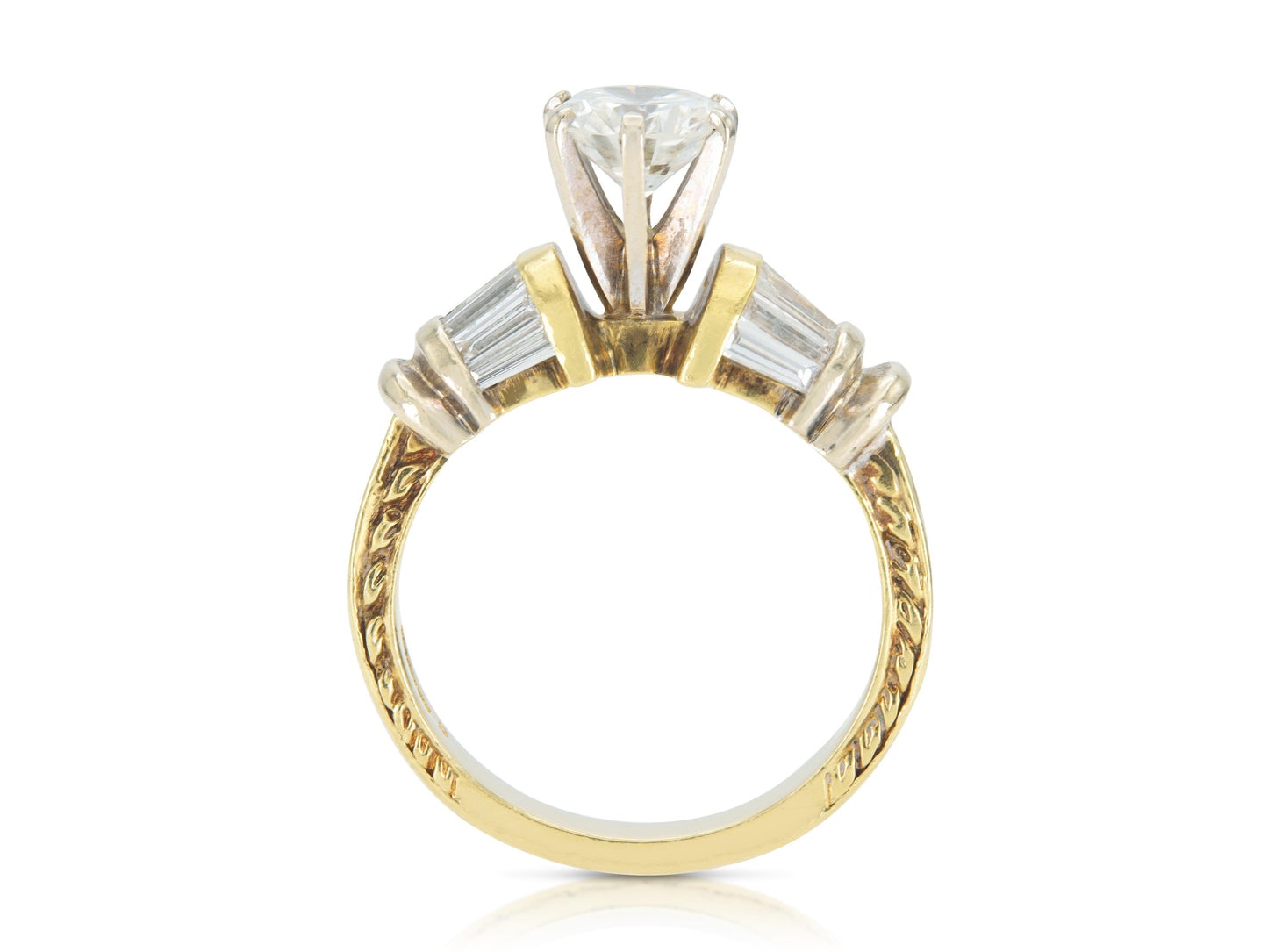 Vintage 1980s 1.25 Carat Round Cut Diamond Engagement Ring