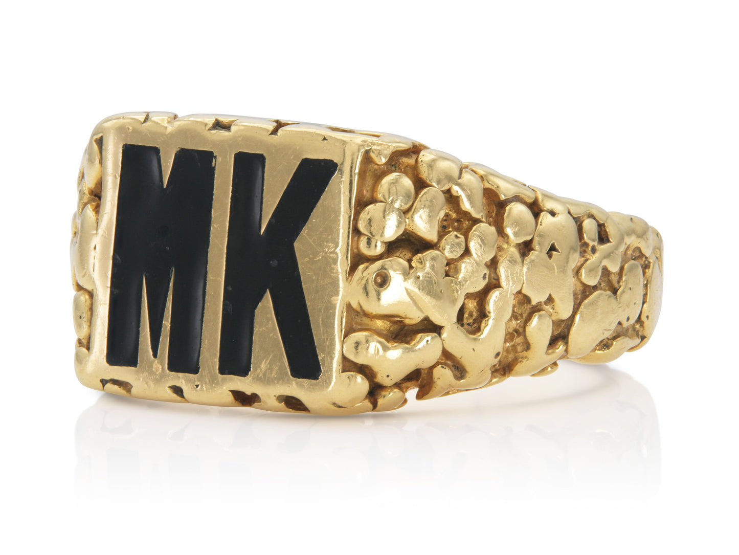 Vintage 1960s David Webb Gold and Enamel Initial Ring
