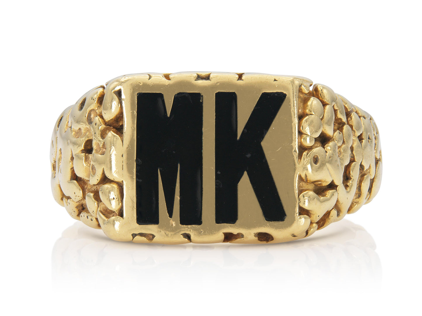 Vintage 1960s David Webb Gold and Enamel Initial Ring