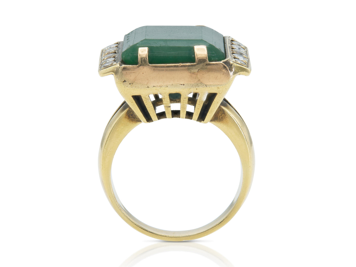 Vintage 1950s Emerald and Diamond Ring