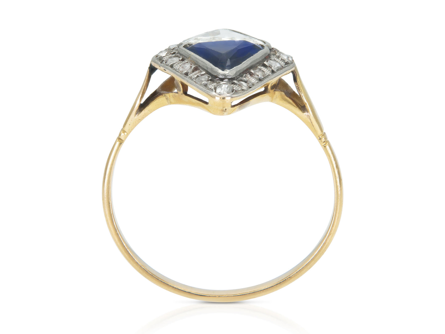 Antique Edwardian 1900s 1.00 Carat Diamond and 1.20 Carat Sapphire Ring