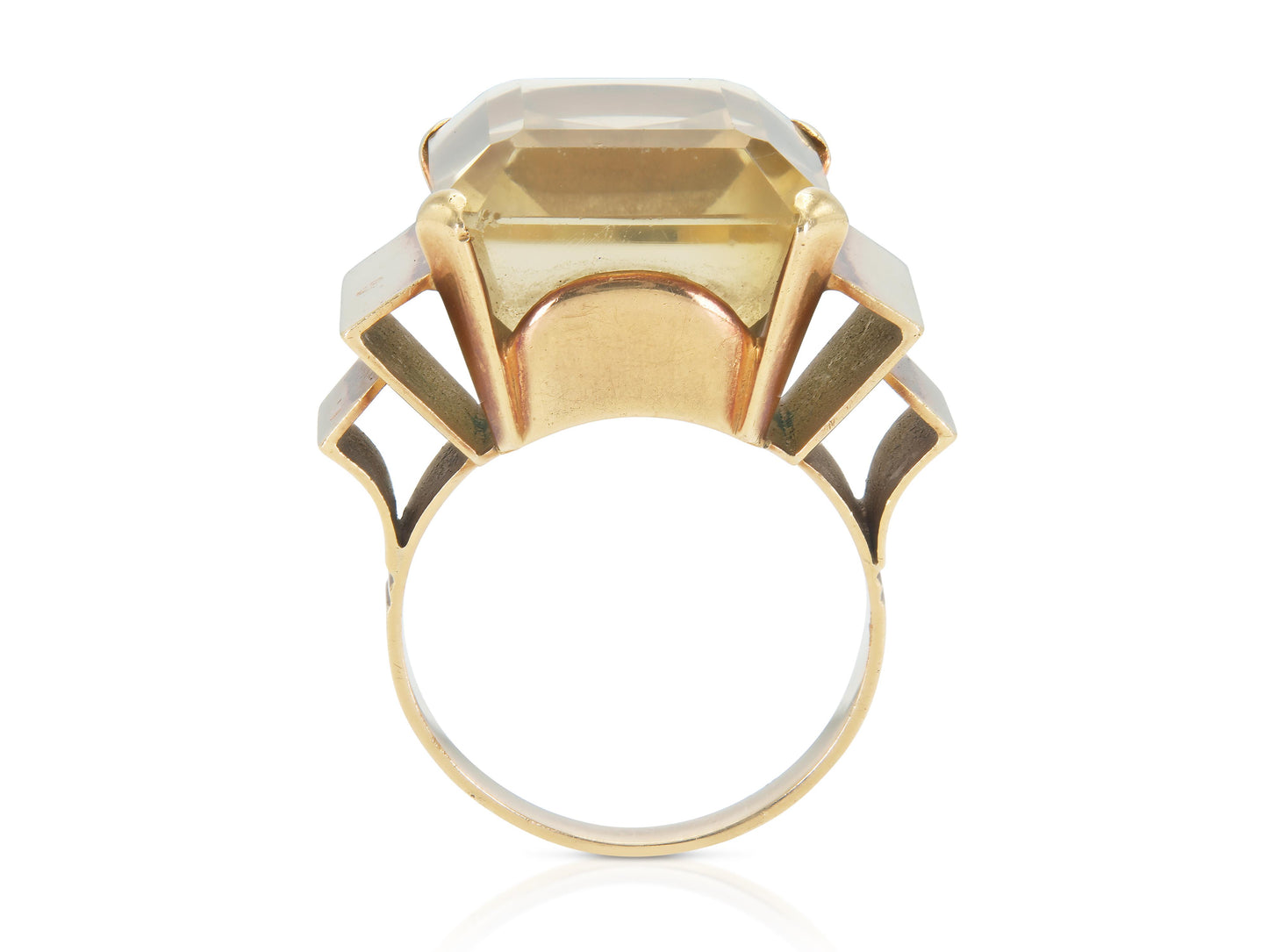 Vintage 1940s Retro 18.00 Carat Citrine Ring