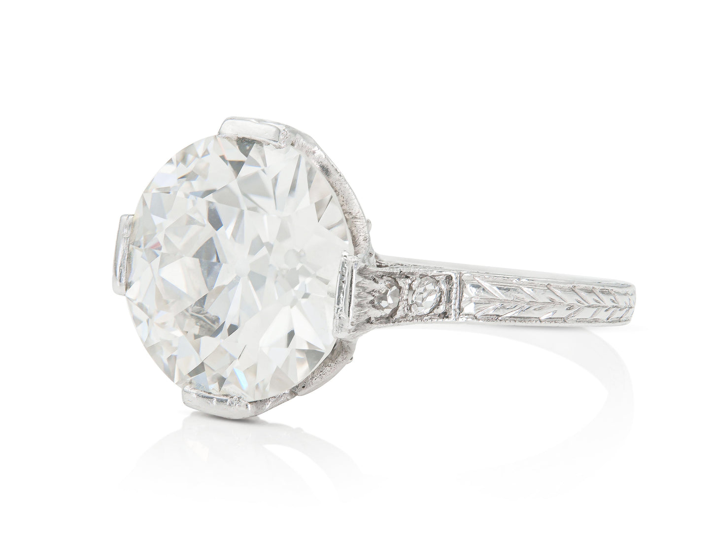 Antique Art Deco 1930s 5.15 Carat Old European Cut Diamond Engagement Ring