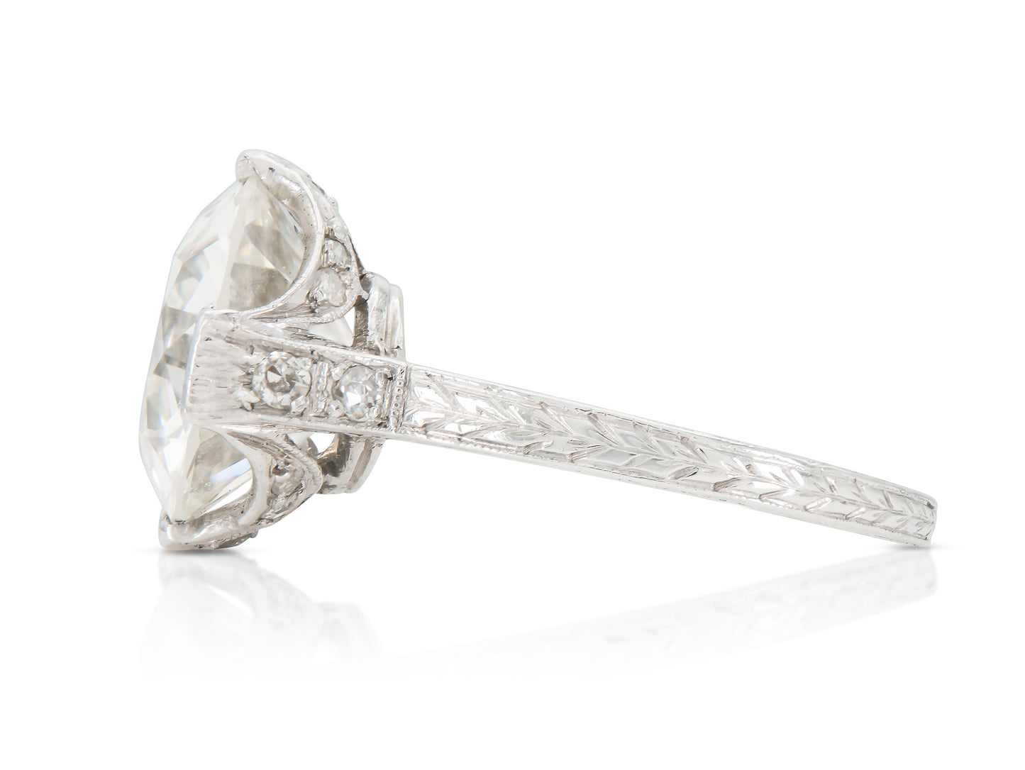 Antique Art Deco 1930s 5.15 Carat Old European Cut Diamond Engagement Ring