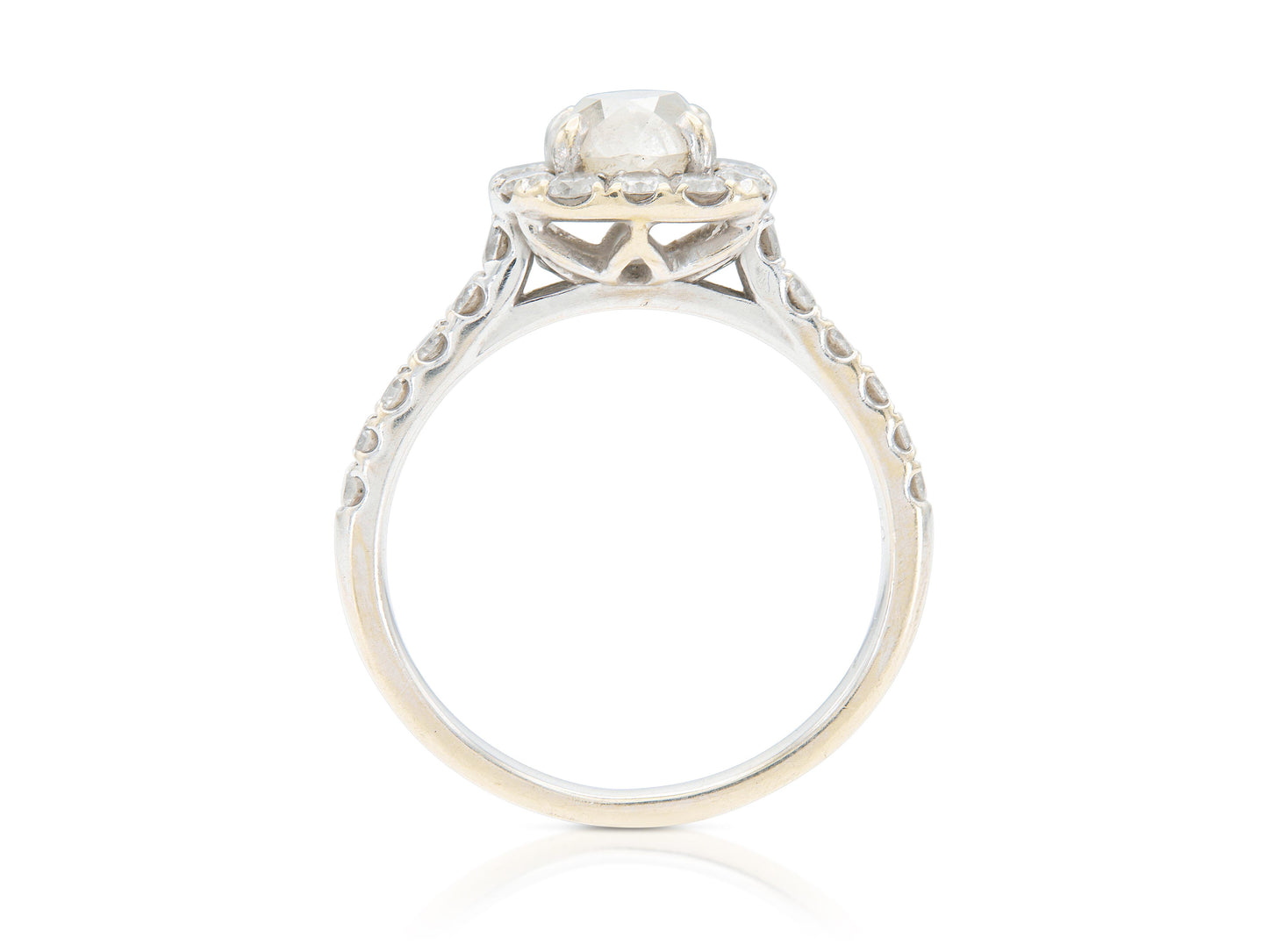 0.65 Carat Old Mine Cut Diamond Engagement Ring with A Halo