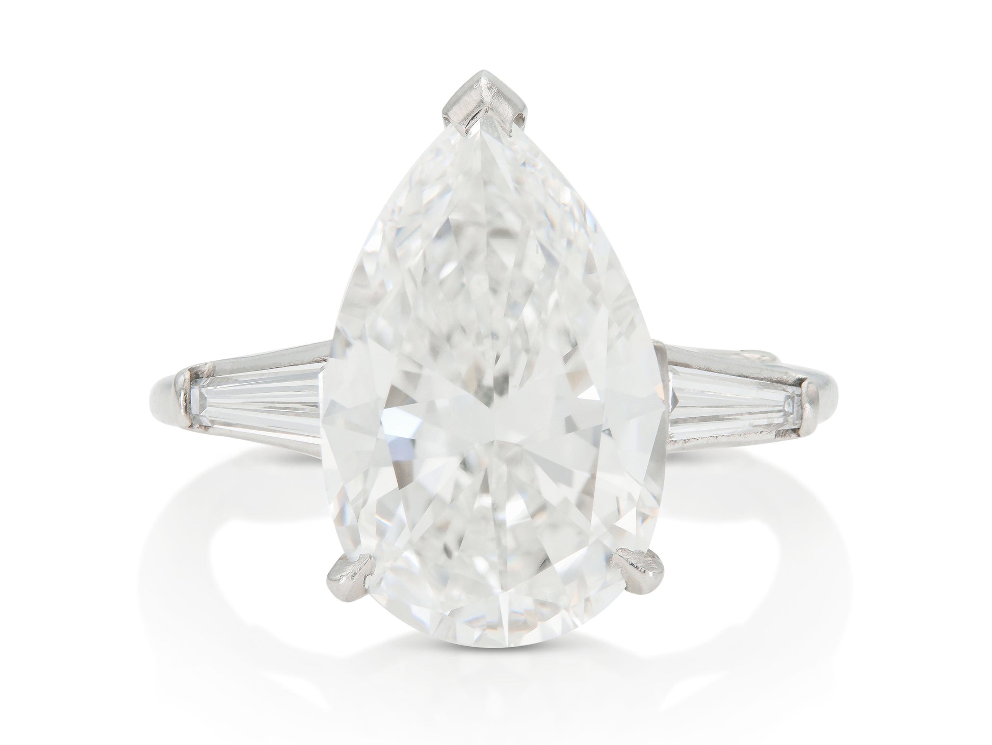 Vintage 1950s 6.38 Carat Pear-Shaped Diamond Engagement Ring