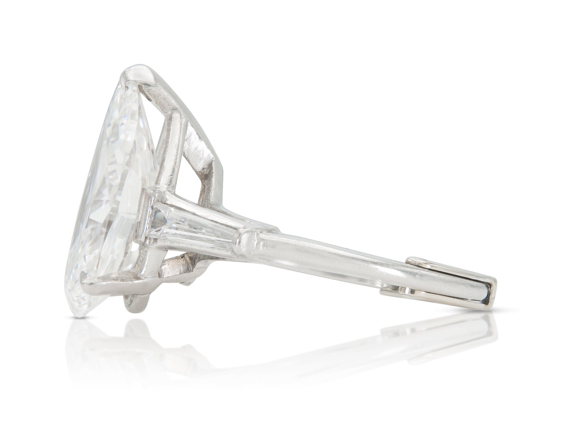 Vintage 1950s 6.38 Carat Pear-Shaped Diamond Engagement Ring