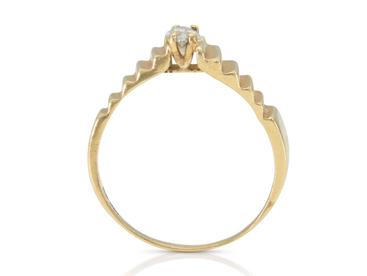 Vintage 1940s Retro 0.50 Carat Marquise Cut Diamond and Gold Ring