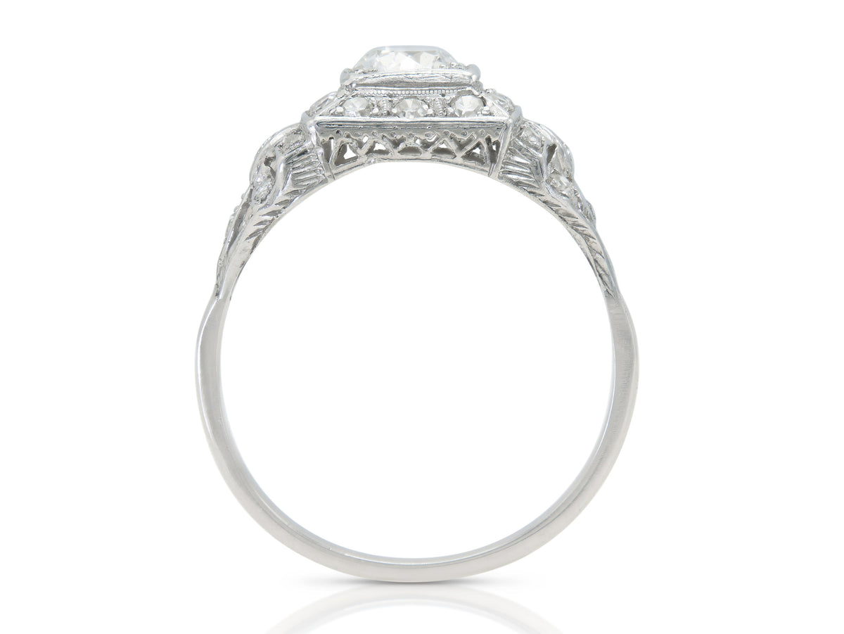 Antique Art Deco 1930s 0.75 Carat Old European Cut Diamond Engagement Ring