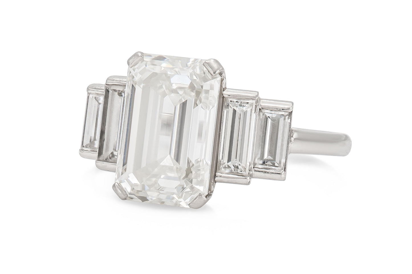 5.01 Carat Emerald Cut Diamond Engagement Ring