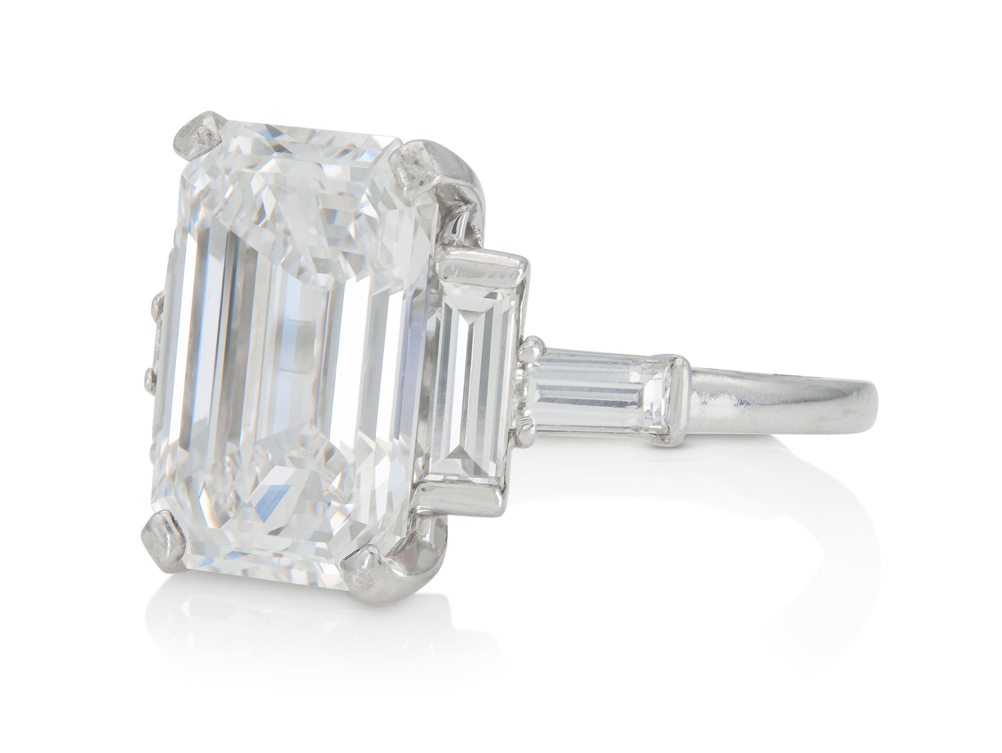 5.45 Carat Emerald Cut Diamond Engagement Ring