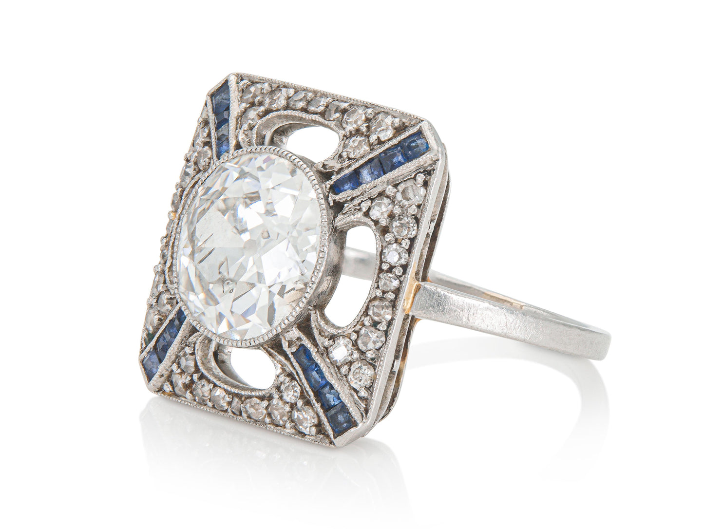 Antique Art Deco 1920s 2.00 Carat Old European Cut Diamond Engagement Ring