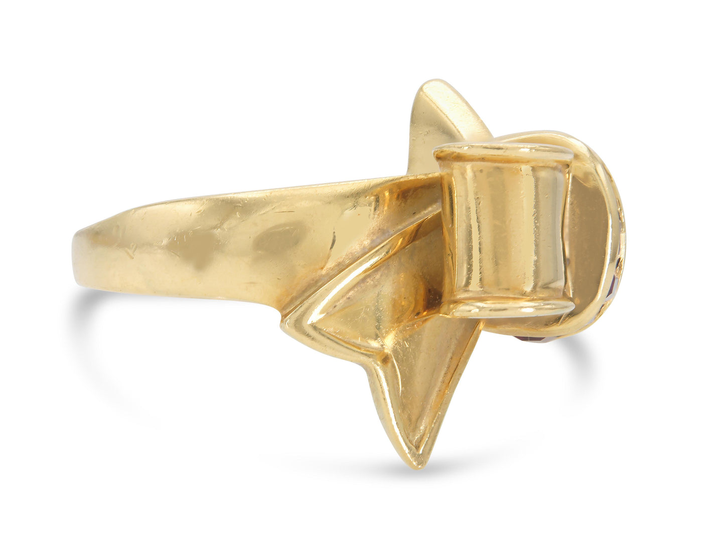 Vintage 1940s Retro Tiffany & Co. Gold Bow Ring with Rubies