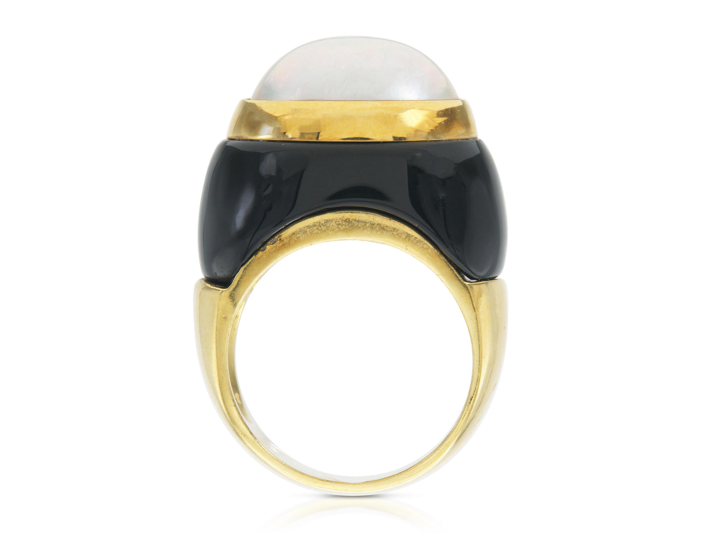 Vintage 1960s Pearl and Onyx Ring