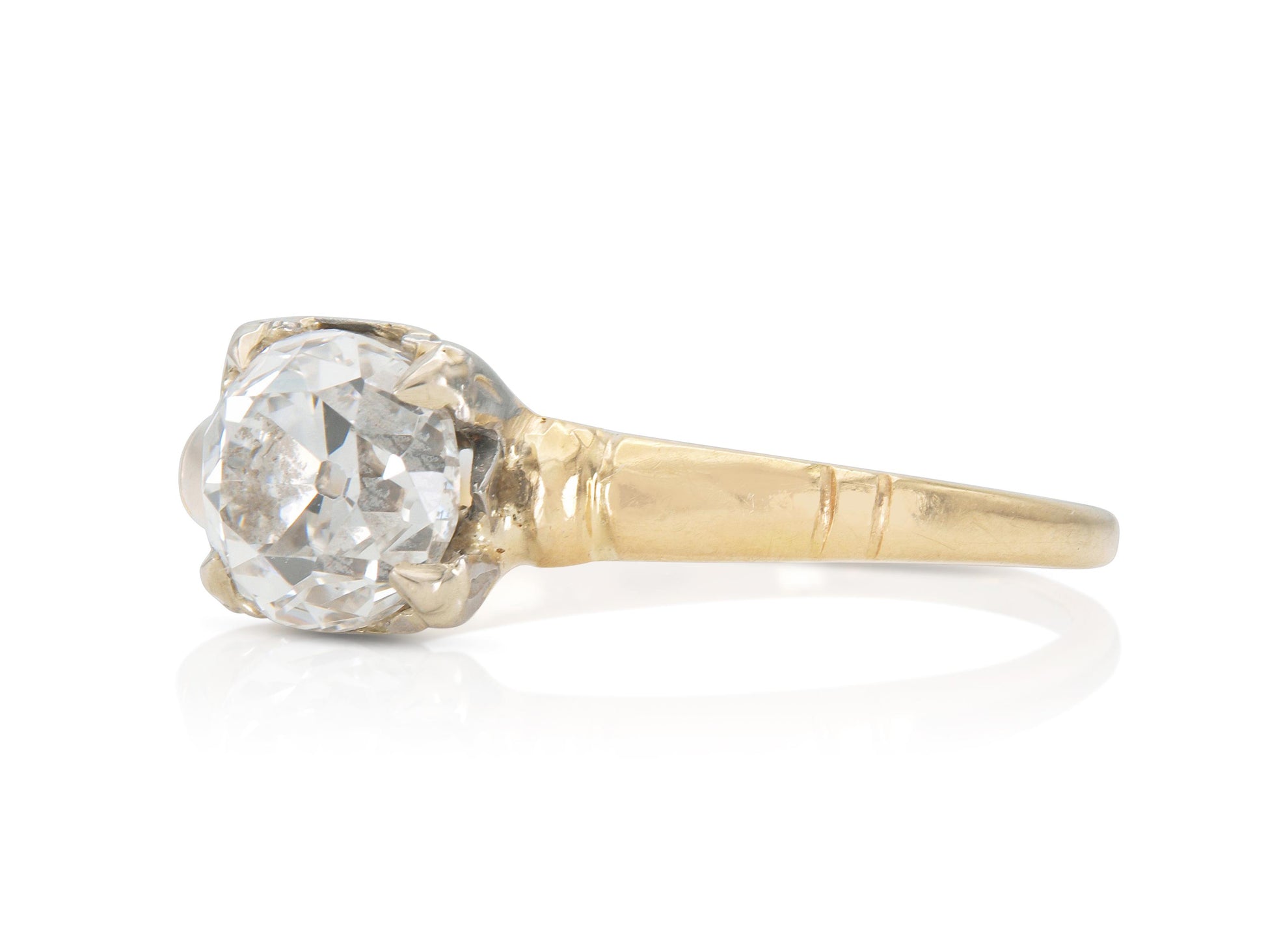 Antique Victorian 0.94 Carat Old European Cut Diamond Engagement Ring