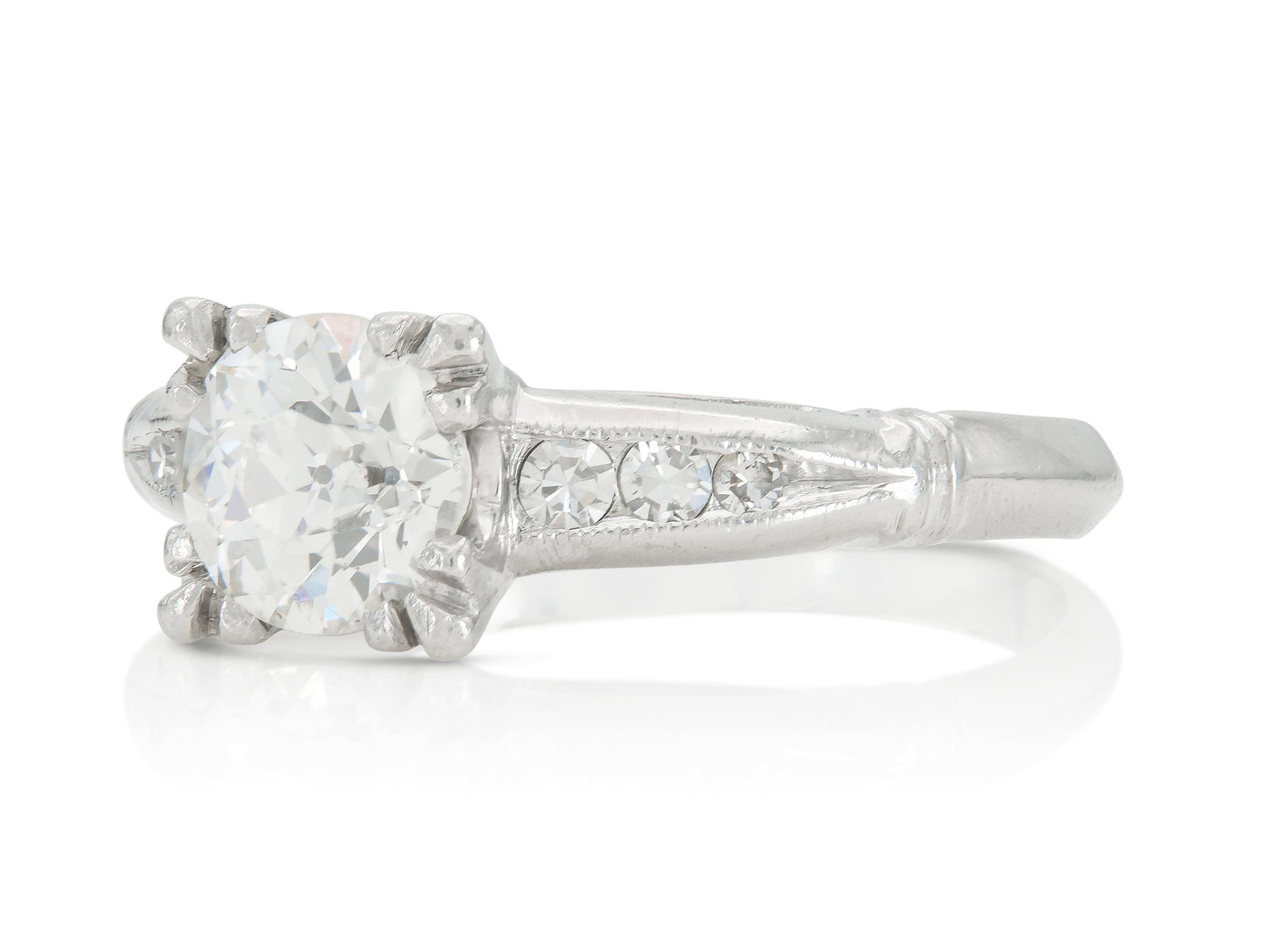 Antique Art Deco 1930s 0.60 Carat Old European Cut Diamond Engagement Ring