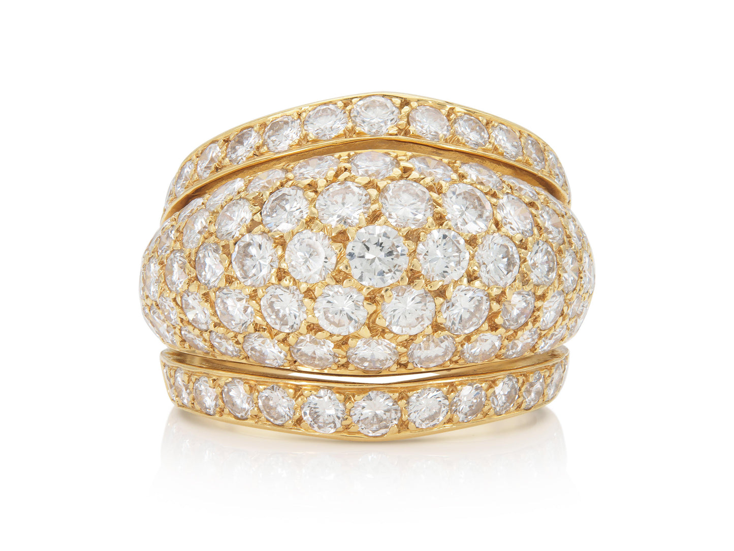Vintage 1990s Cartier 4.50 Carat Diamond Bombe Ring