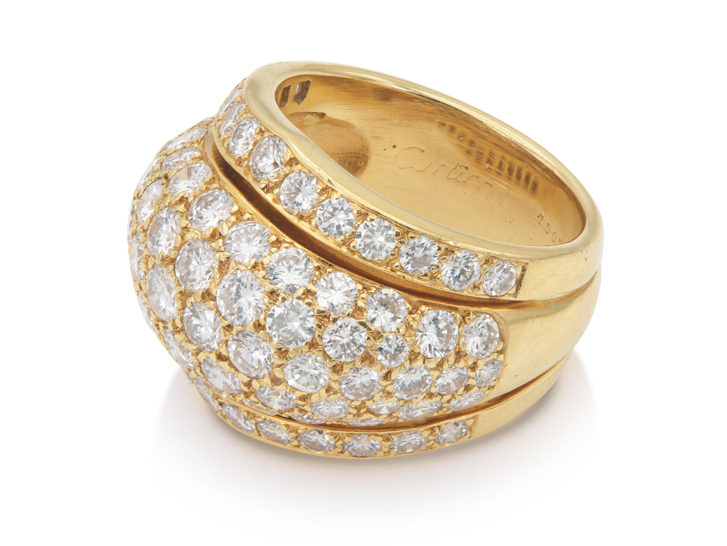 Vintage 1990s Cartier 4.50 Carat Diamond Bombe Ring