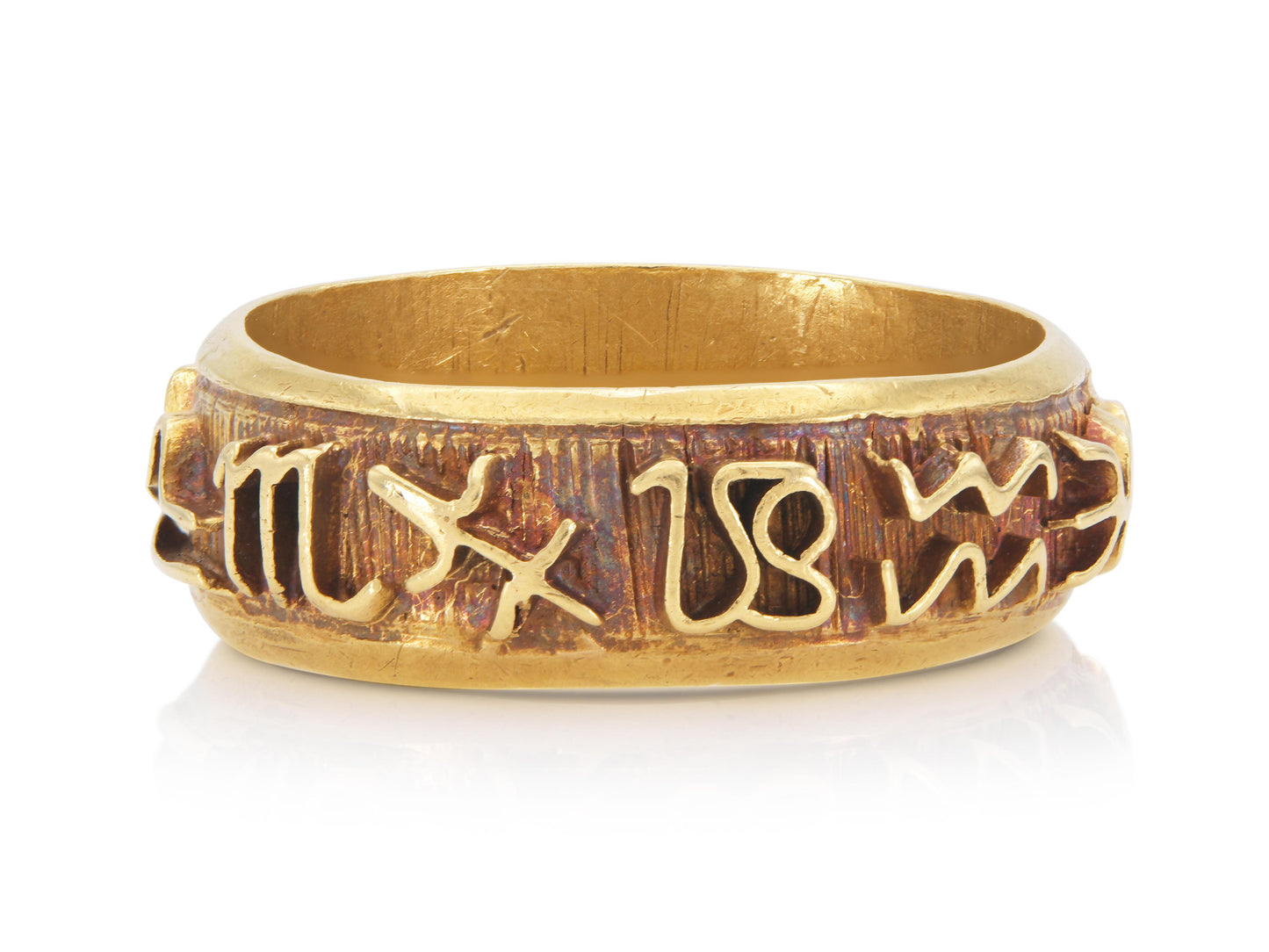 Vintage 1960s Gold and Enamel Zodiac Band