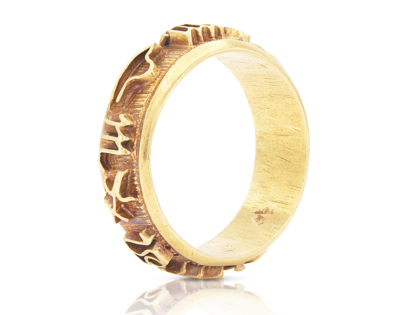 Vintage 1960s Gold and Enamel Zodiac Band