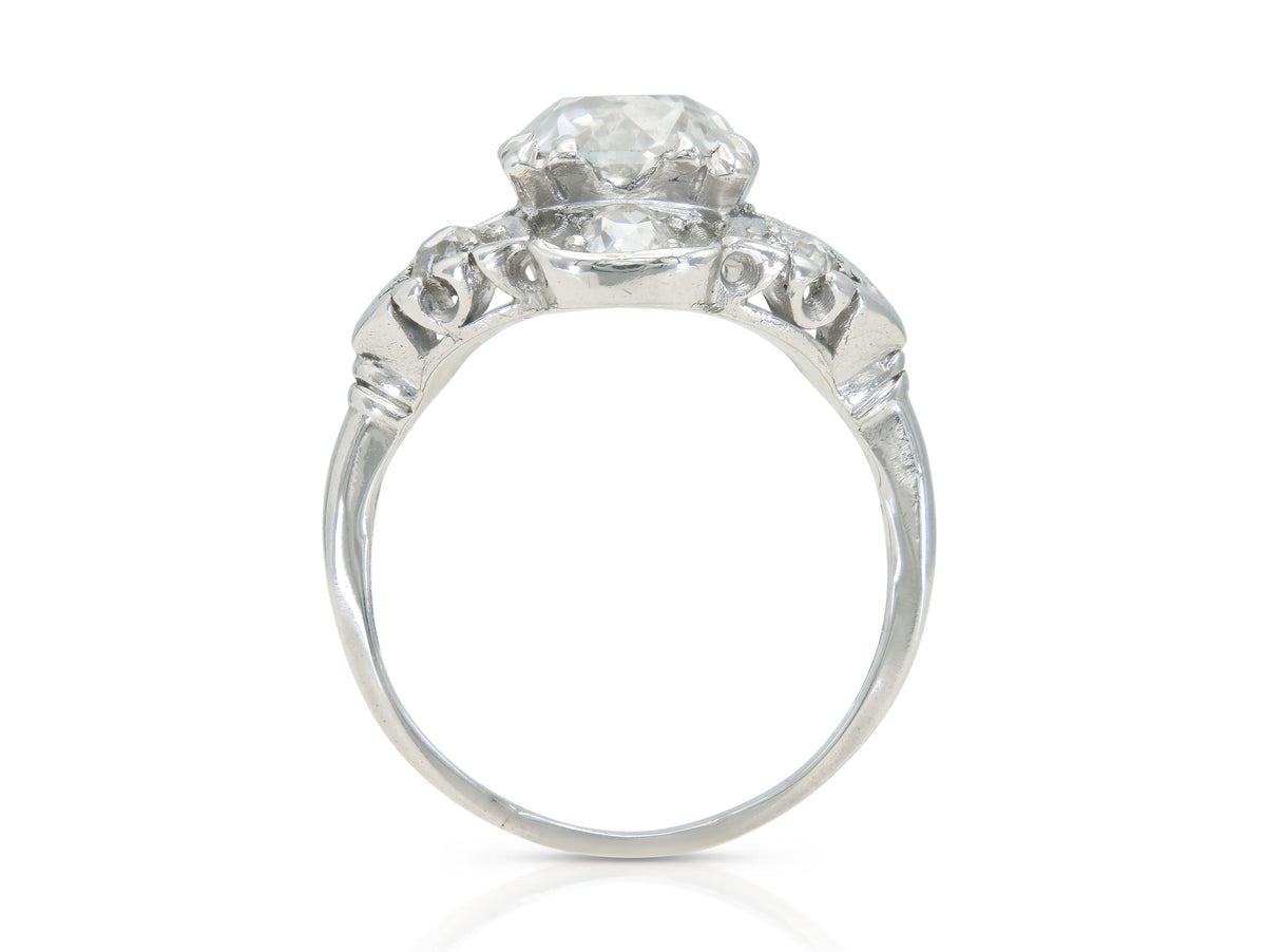 Antique Art Deco 1920s 2.14 Carat Old Mine Cut Diamond Engagement Ring