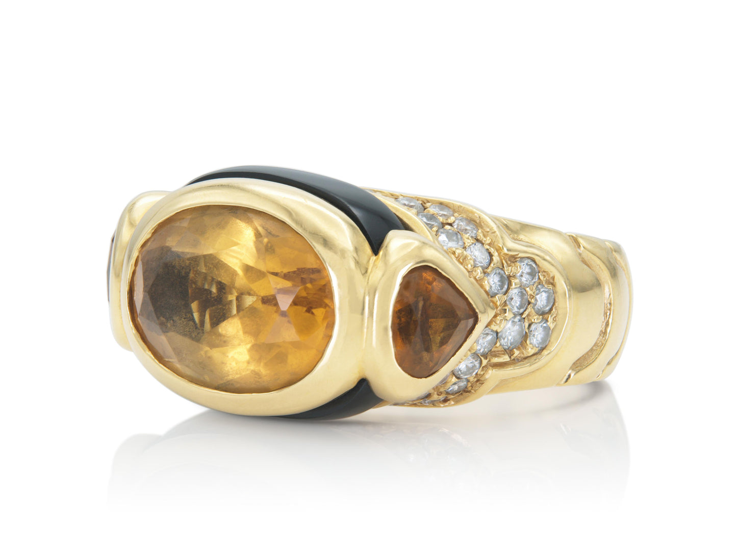 Marina B Citrine, Onyx & Diamond Ring