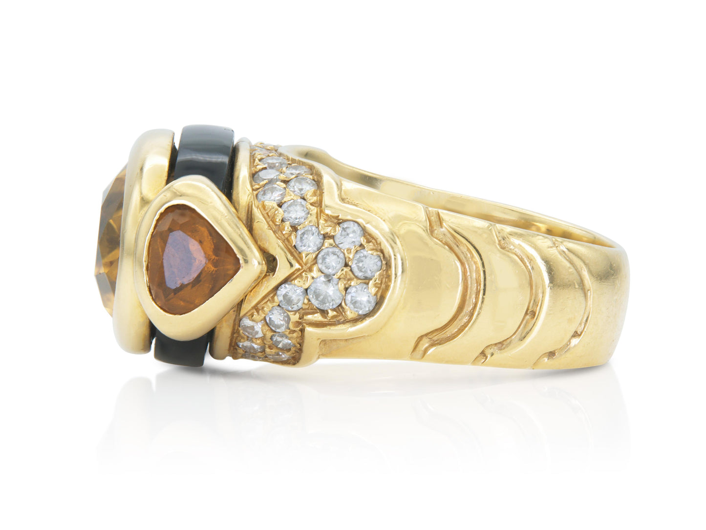 Marina B Citrine, Onyx & Diamond Ring
